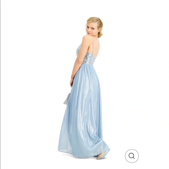 CITY STUDIO Blue Spaghetti Strap Full-Length Prom Dress - Picture 2 of 2